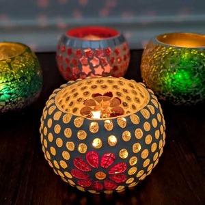 Bougeoir en verre mosaïque bricolage fait à la main bougeoir chauffe-plat décor à la maison fête de noël mariage GHGH - Product Image 6
