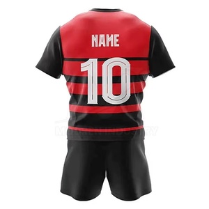 ชุดยูนิฟอร์มรักบี้แบบระบายอากาศได้ดี พร้อมโลโก้ปัก 3 มิติ เสื้อและกางเกงขาสั้นคุณภาพสูง - Product Image 2