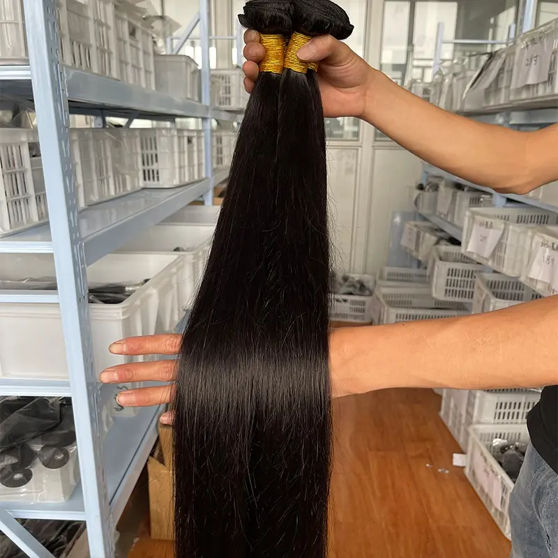 Raw Indian Long Inch Hair Bundles Temple 12A Double Drawn Virgin Human Hair Vendors Natural Wholesale Raw Human Hair Weave