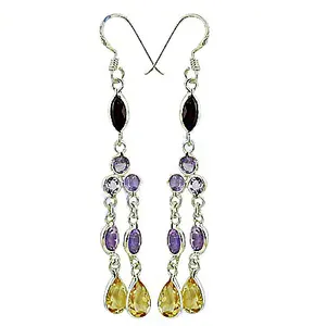 Pendentif/boucles d'oreilles tendance religieuses en argent 925 (forme d'étoile en cuivre/laiton violet et jaune) - Product Image 2