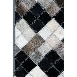 Tapis rectangulaire en cuir de vachette à poils, fait main, patchwork abstrait, pour salon, chambre, couloir - Product Image 4