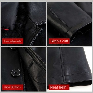 เสื้อแจ็คเก็ตหนังผู้ชายแบบยาว, เสื้อโค้ทหนังปกยาวคลุมเข่าหนาเสื้อโค้ทหนังผู้ชาย - Product Image 5