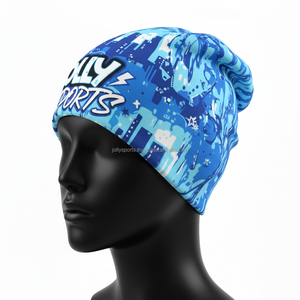 Gorro de Punto para Mujer, Transpirable, de Forro Polar de Poliéster, Color Azul, Diseño de Sublimación, Logotipo Personalizado, Ropa de Invierno, Gorro de Jacquard Cálido - Product Image 3