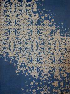 Tapis noué à la main indo-népalais de luxe Design médaillon vieilli en coton de soie de laine bordeaux vert sauge - Product Image 3