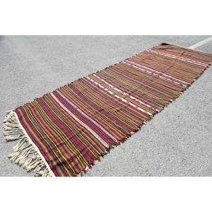4.7x13.5 ft Turkish Vintage Rug, <b>Runner</b> Rug, Kilim <b>Red</b> Wool Rug - Product Image 2