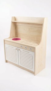 Cuisine de jeu en bois pour enfants, meuble de jeu d'imitation avec évier et rangement, rose, pour la crèche - Product Image 1