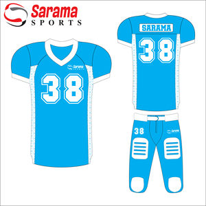 เสื้อฟุตบอลอเมริกันแบบสั่งทำสำหรับผู้ชาย พิมพ์ลายดิจิทัล โพลีเอสเตอร์ 100% แห้งเร็ว ระบายอากาศดี ชุดทีม ขายส่ง - Product Image 2