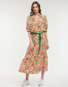 Faldas Midi Transpirables con Corte en A hasta el Tobillo para Mujeres y Niñas, Estampado Floral Informal, Cintura Elástica con Cinturón, Ecológicas 100% - Product Image 3