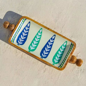 Plateau de service artisanal en bois Art Déco avec travail Meena, forme personnalisée pour la maison, la cuisine, la table à manger, utilitaire décoratif - Product Image 1