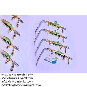 FERREIRA Style Manual Breast Retractor Gold Plated Steel and Metal <b>Instrument</b> for Plastic Surgery Fiber <b>Optic</b> Technology - Product Image 5