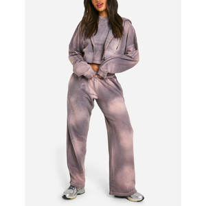 Sudadera Corta con Lavado Ácido para Mujer, 100% Algodón, Tejido de Invierno, Hombros Caídos, con Logotipo Frontal Personalizado - Product Image 3