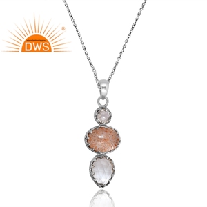 Dernière vente collier pendentif multi-pierres naturelles en argent sterling 925 fabricant de bijoux personnalisés - Product Image 2