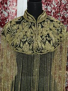 Robe cape élégante Burlesque Paillettes perlées Broderie Silhouette droite Col en V Attache Longueur au sol Soutien-gorge intégré Club Party - Product Image 4