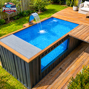 Grande piscine hors sol en bois et fibre de verre avec fenêtre en verre - Product Image 2