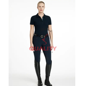 Camisa de equitación de verano para mujer, Top ecuestre transpirable, tela elástica que absorbe la humedad, tops atléticos elegantes para montar - Product Image 6