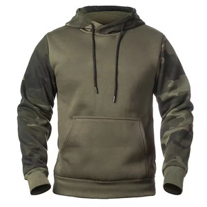Hombres Beige Body Hoodie con mangas de camuflaje Pullover Estilo 100% Algodón Tela personalizada Capucha con cordón - Product Image 2