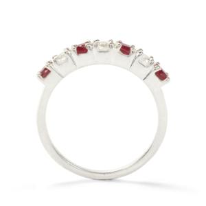 Anillo de Plata de Ley Chapado en Rodio con Rubí de Madagascar y Circonita Blanca de 1.25 Quilates, Joyería Geométrica Bohemia - Product Image 3