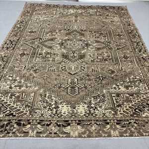 Vintage Rug, 9.7x12.3 ft Turkish Rug, <b>Brown</b> Black Animal Print <b>Wool</b> Rug - Product Image 1