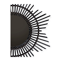 Miroirs Mulya en gros, design traditionnel, miroirs muraux éclairés, cadre en rotin et bois de haute qualité, brun clair, pour la maison du Nouvel An