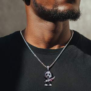 จี้ห้อยคอรูปผีการ์ตูนอนิเมะแนวฮิปฮอปชุบทองคำขาวประดับเพชรเทียม - Product Image 2