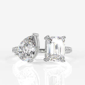 Toi Moi 18K Gold <b>Ring</b> with Emerald and Pear Cut Moissanite Diamond Unique and Elegant Moissanite <b>Rings</b> - Product Image 6