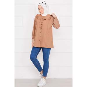 เสื้อคลุมโบว์สีแทนขนาด XL เสื้อสไตล์แฟชั่น - Product Image 4