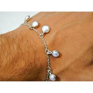 925 Sterling <b>Silver</b> Natural Shape <b>Pearl</b> <b>Bracelet</b> Handmade Vintage Bezel Jewelry with Genuine <b>Pearl</b> Unique Bangles - Product Image 3