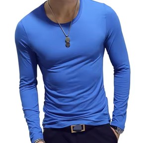 Derniers t-shirts élégants Streetwear Blank Tee Unisex Tissu tricoté à manches longues O Neck Men's Oversize Boxy Fit For Adults - Product Image 6