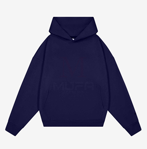 Veste à capuche pour homme 100% coton avec fermeture éclair, motif solide et teint uni, avec poche et col à capuche - Product Image 4