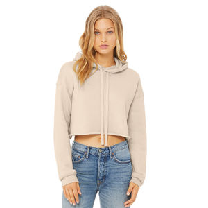 Women's Winter Cropped <b>Zip</b>-<b>Up</b> <b>Hoodie</b> with Front Logo Hooded Solid Color Regular Length - Product Image 4