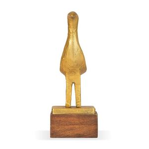 AK Brass Monroe Bird <b>Statue</b> Metal Tabletop Sculpture in <b>Gold</b> Finished & Brown Base Unique Showpiece For Hotel Decor / Home Decor - Product Image 5
