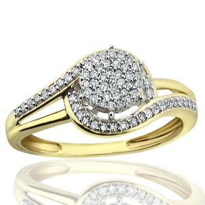 S925 Sterling Silver Gold Plated Round Shape Moisaanite Diamond Classic Anniversary Ring <b>Gift</b> for Women - Product Image 3