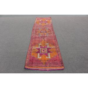 Turkish Vintage <b>Runner</b> Rug 2.8x10.5 ft, Herki <b>Red</b> Wool Rug - Product Image 1