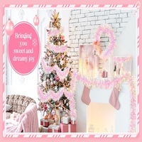 Guirlande de Noël irisée rose pour arbre, cheminée, escalier, fête, décoration de vacances