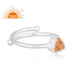 Meilleure vente en argent Sterling fin naturel Citrine pierre précieuse Triangle Design bague empilable bijoux personnalisés pour les femmes cadeau pour elle - Product Image 3