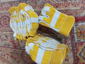 ถุงมือนิรภัยสำหรับผู้ชายถุงมือทำงานหนัง707สีส้มมองเห็นได้ชัดเจน - Product Image 5