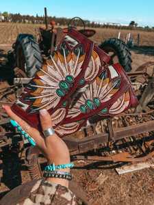 Nueva Llegada DE LA Pluma Mano Tooled Fur Leather Western Wallet Cartera de Cuero de Alta Calidad Herramientas de Mano Bolsa de Mensajero al Mejor Precio - Product Image 4