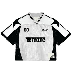 Custom Polyester Cropped Boxy Oversized Sublimation Screen Print Streetwear <b>Retro</b> American Football T-shirts Soccer Jerseys - Product Image 6