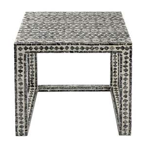Indian Artisan Bone Inlay Stool <b>for</b> Timeless Home Decor Elegant Handcrafted Console Accent Proudly Offered - Product Image 3