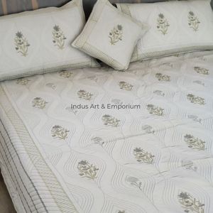 Wholesale Eco-Friendly Knitted Hand Block Printed 100% Cotton <b>Quilted</b> Bedspreads Bedcover - Product Image 6