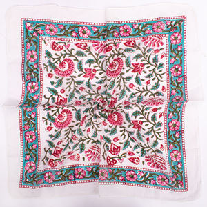 Foulard carré en coton imprimé floral, doux, respirant, écologique, à nouer, pour la tête, le cou, les cheveux et le visage - Product Image 4