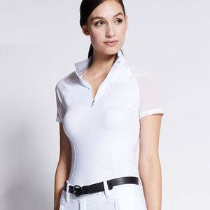 Vêtements de base pour l'équitation pour femmes, manches courtes, sur mesure, en gros, chemise de compétition et culottes - Spandex/coton, séchage rapide et respirant - Product Image 6