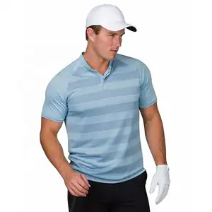 Kaus Polo tanpa kerah 88% poliester 12% spandeks desain baru kaus polo golf tanpa kerah cepat kering pria