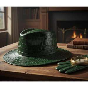 Chapeau en cuir d'alligator véritable, chapeau de cowboy de luxe, chapeau western en cuir exotique, chapeau de cowboy en alligator fait main - Product Image 1
