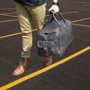 Direct fabricant personnalisé Premium unisexe grand Sport Style moderne mode en cuir véritable fermeture éclair sac de sport taille cabine voyage - Product Image 3