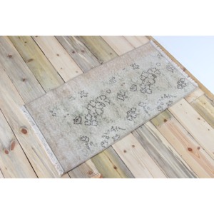 Tapis vintage 1,7x3,3 pieds, tapis turc en laine vert et marron à motifs floraux - Product Image 2