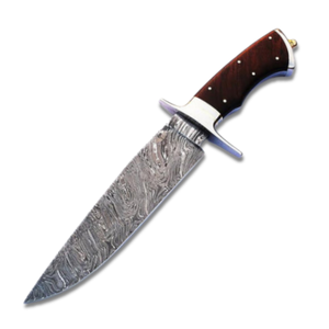GAINE DE CUIR BOIS D'OLIVIER Personnalisable Couteau Bowie de Chasse en Acier Damas Fait à la Main Beau Fabricant de Couteaux Personnalisables OEM DIY - Product Image 1