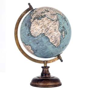 Globe de bureau métallique avec cadre doré et pierre précieuse en fer océanique noir - Product Image 6