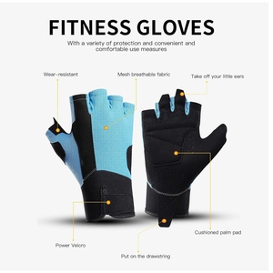 ถุงมือออกกำลังกายแบบครึ่งนิ้ว ผ้าโพลีเอสเตอร์ ทนทาน สำหรับทุกเพศ ป้องกันการลื่น จับกระชับ เหมาะสำหรับฟิตเนส ฝึกยกน้ำหนัก เล่นกีฬา และออกกำลังกาย - Product Image 3