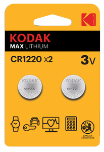 2 pezzi. Batterie a bottone Kodak Max Lithium CR1220 3V (confezione blister) - Product Image 1